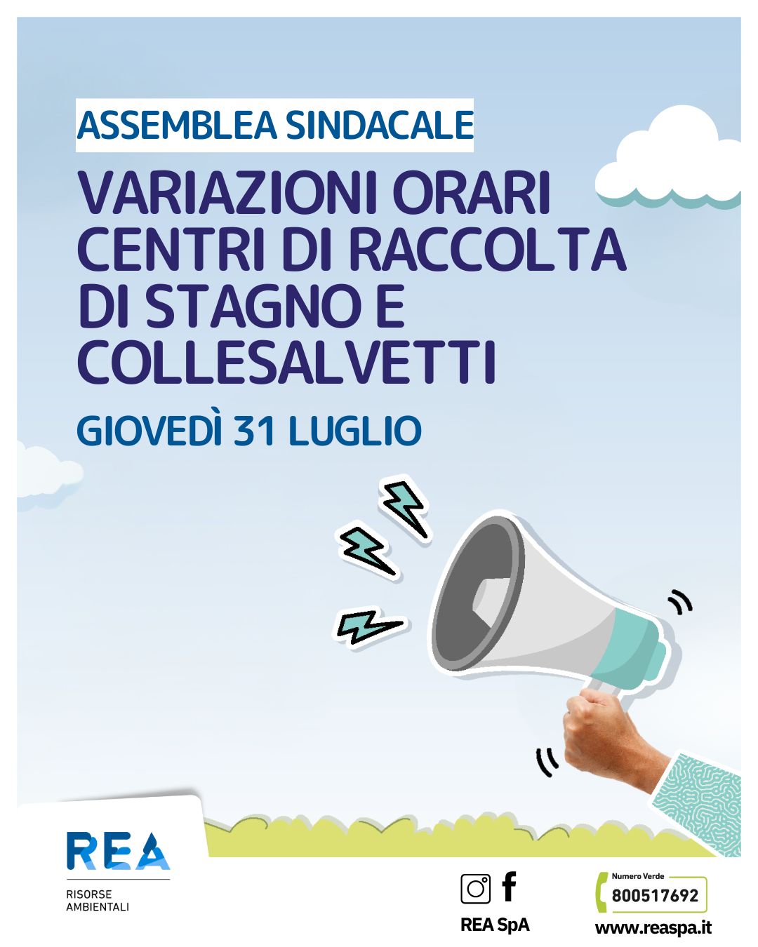 31 luglio: variazione orari centri di raccolta di Collesalvetti e Stagno per Assemblea sindacale