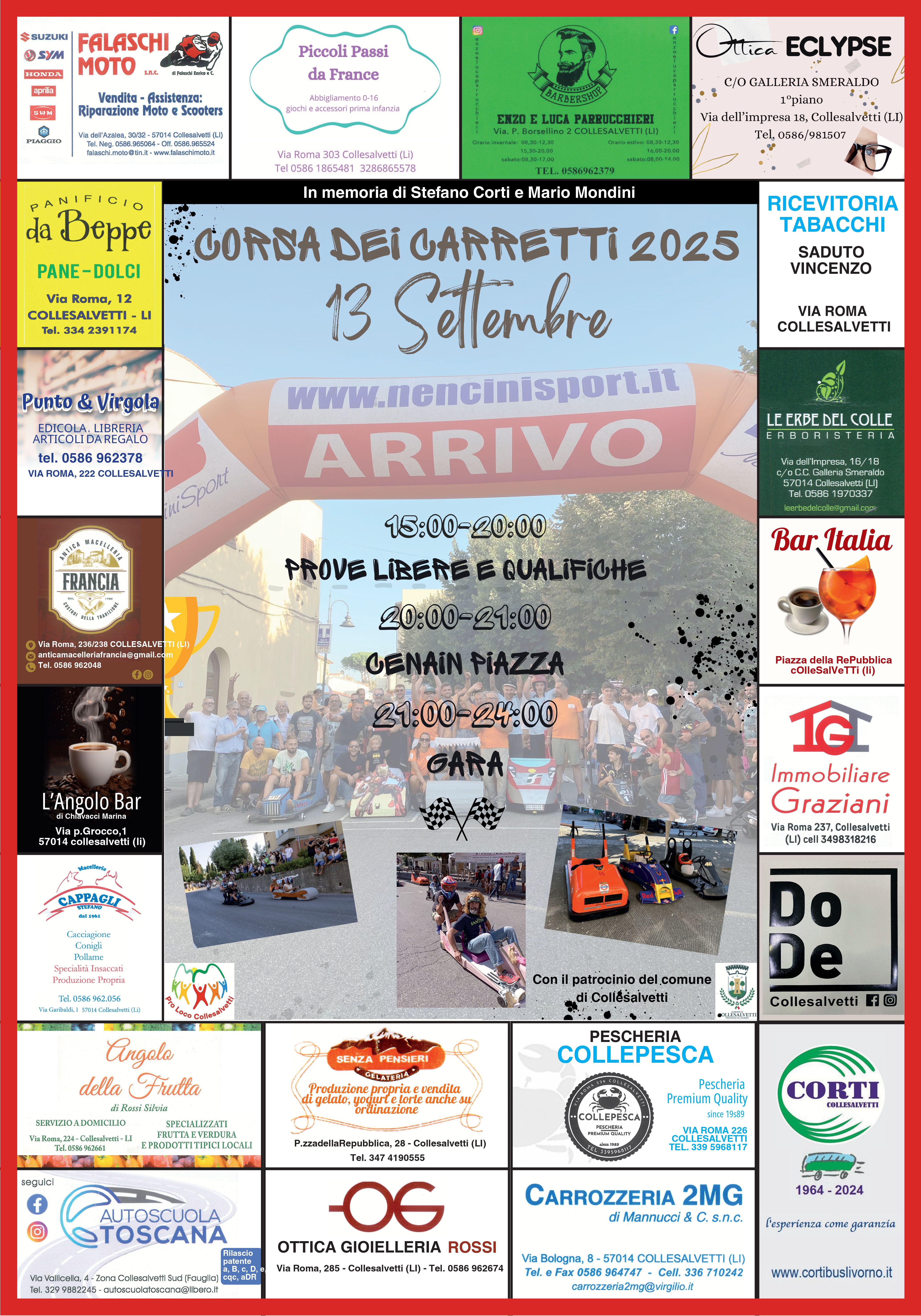 Corsa dei carretti con cuscinetti a sfera del 13/09/2025 - disciplina straordinaria della circolazione veicolare. Ordinanza Polizia Municipale n. 69 del 27/08/25