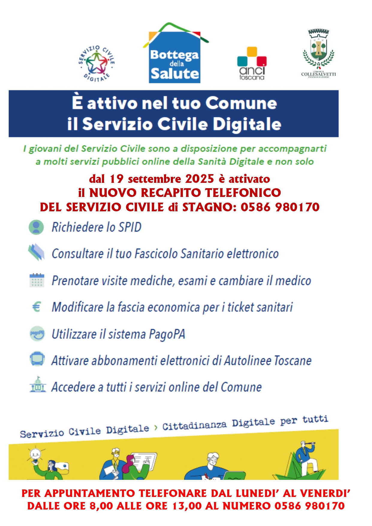 Servizio Civile Stagno: nuovo numero attivo dal 19 settembre 