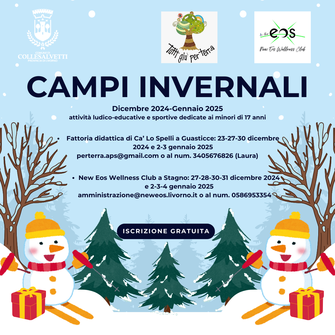 Campi invernali gratuiti: al via le iscrizioni