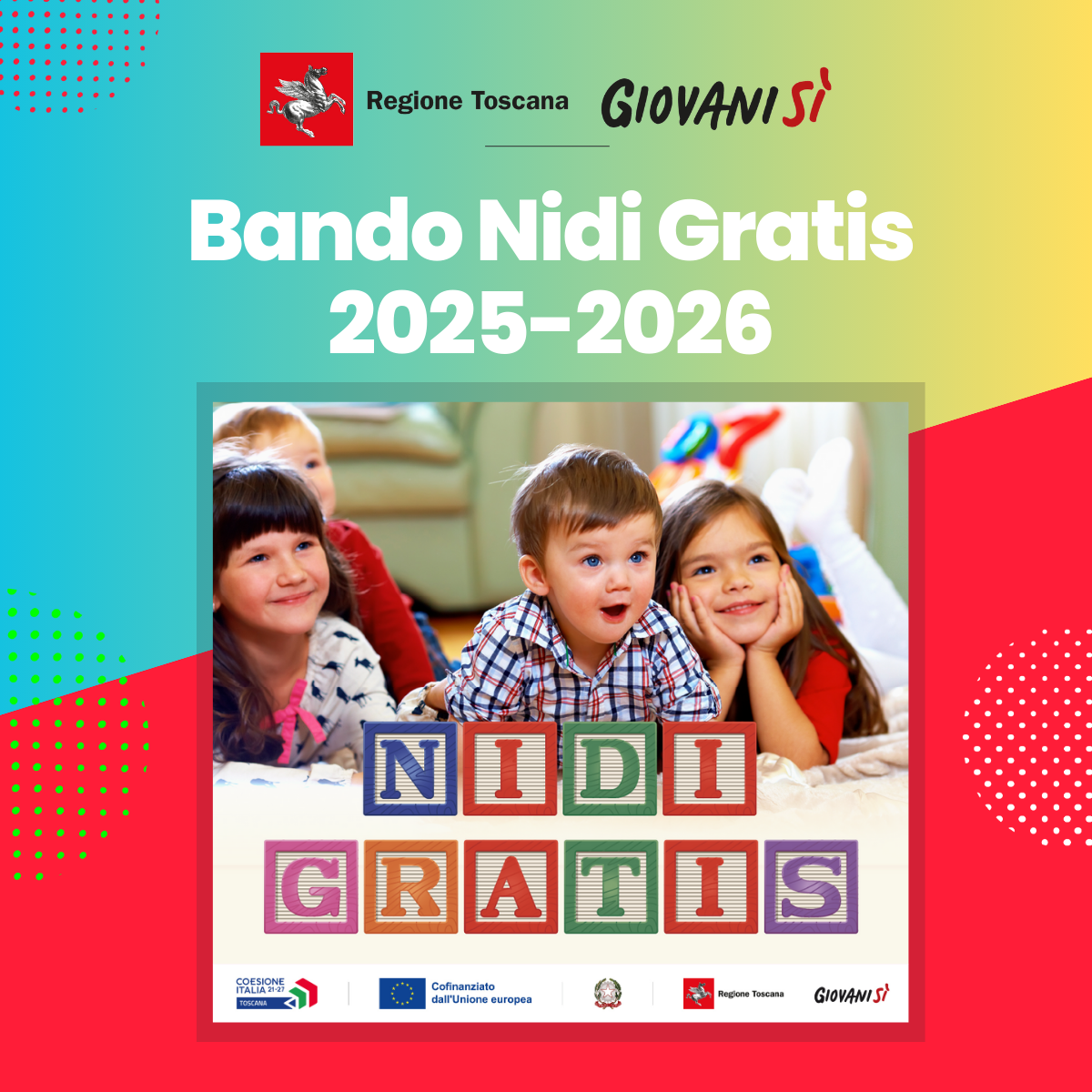 Nidi Gratis Regione Toscana 2025/2026 - presentazione domande fino al 26 giugno